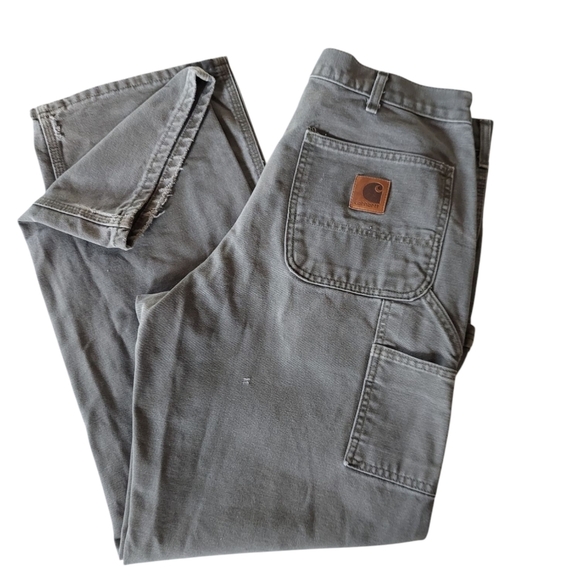 Carhartt Men's Moss Green Duck Canvas Cargo Carpenter Pants